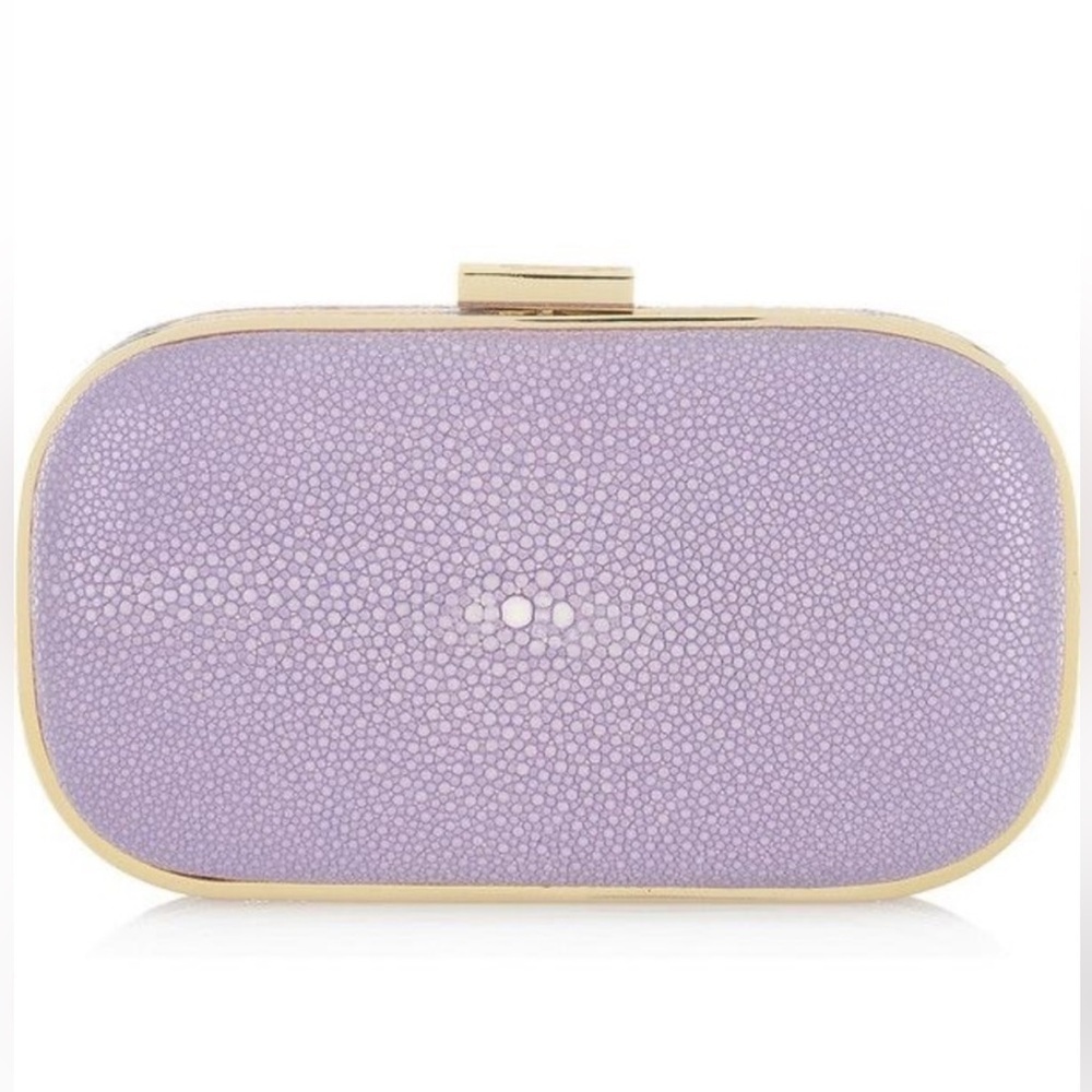 ANYA HINDMARCH PURPLE MARANO GLITTER-FINISHED STINGRAY BOX CLUTCH EUC